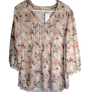 Harper & Joy Stylogic Subscription Box Blouse Cream Pink Floral Size 1X NWT
